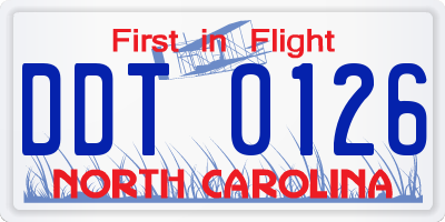 NC license plate DDT0126