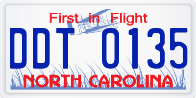 NC license plate DDT0135