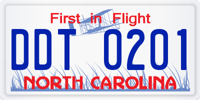 NC license plate DDT0201