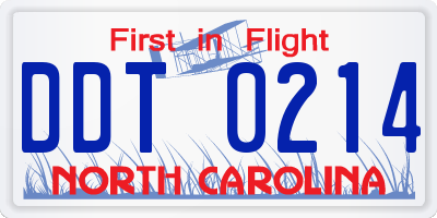 NC license plate DDT0214