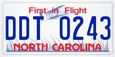 NC license plate DDT0243