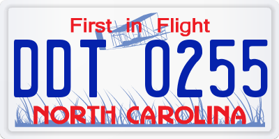 NC license plate DDT0255