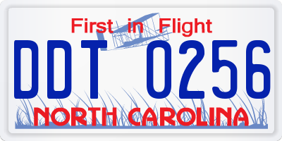 NC license plate DDT0256
