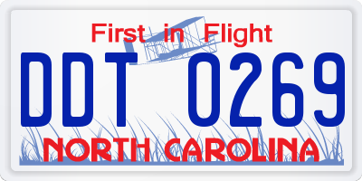 NC license plate DDT0269