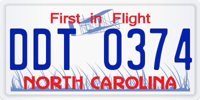 NC license plate DDT0374