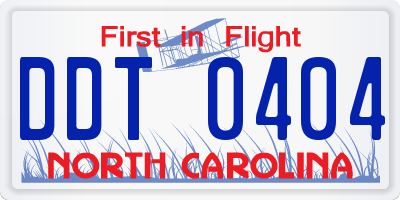 NC license plate DDT0404