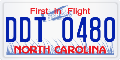 NC license plate DDT0480