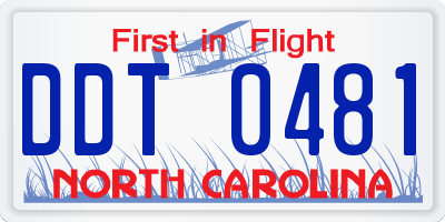 NC license plate DDT0481