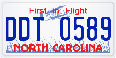 NC license plate DDT0589