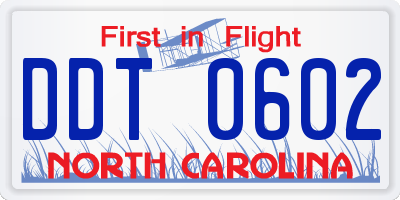 NC license plate DDT0602