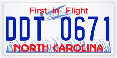 NC license plate DDT0671