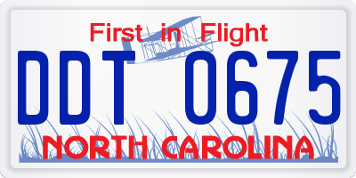 NC license plate DDT0675