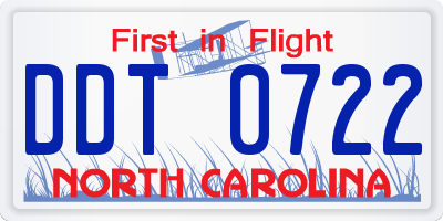 NC license plate DDT0722
