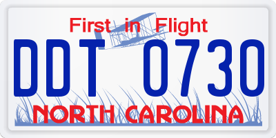 NC license plate DDT0730