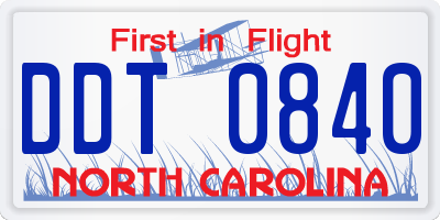 NC license plate DDT0840