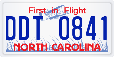 NC license plate DDT0841