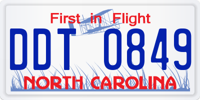 NC license plate DDT0849