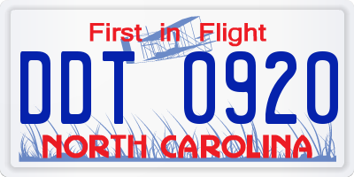NC license plate DDT0920