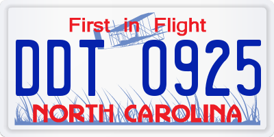NC license plate DDT0925
