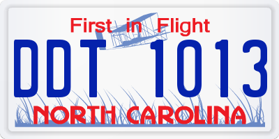 NC license plate DDT1013