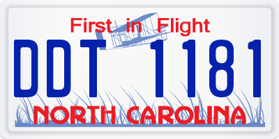 NC license plate DDT1181