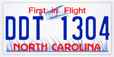 NC license plate DDT1304