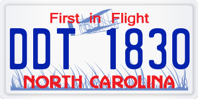 NC license plate DDT1830