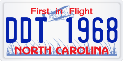 NC license plate DDT1968