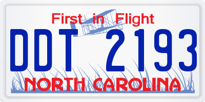 NC license plate DDT2193