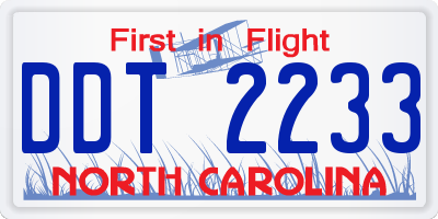 NC license plate DDT2233