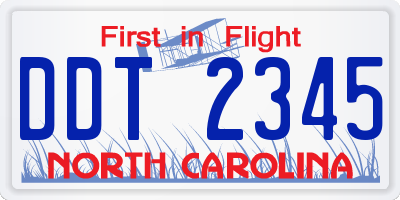 NC license plate DDT2345