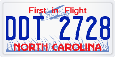 NC license plate DDT2728