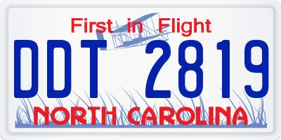 NC license plate DDT2819