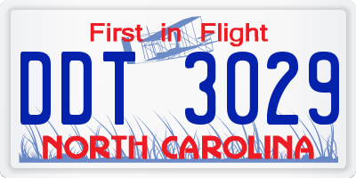 NC license plate DDT3029