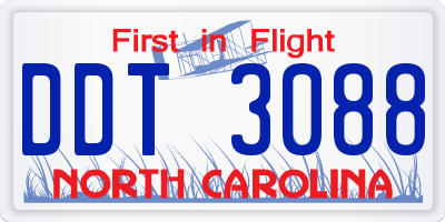 NC license plate DDT3088