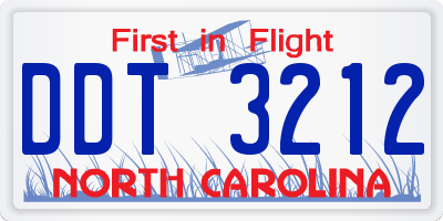 NC license plate DDT3212