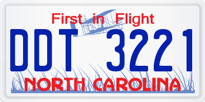 NC license plate DDT3221