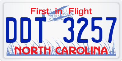 NC license plate DDT3257