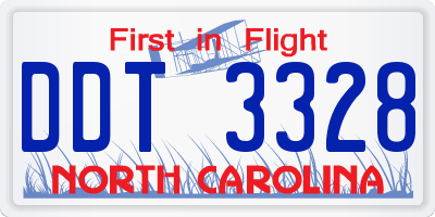NC license plate DDT3328