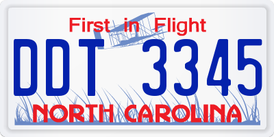 NC license plate DDT3345