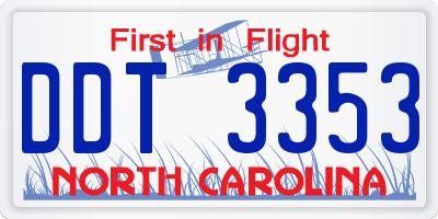 NC license plate DDT3353