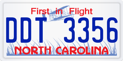NC license plate DDT3356