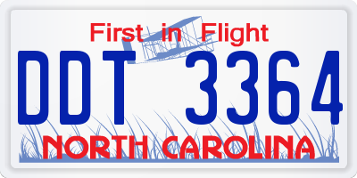 NC license plate DDT3364