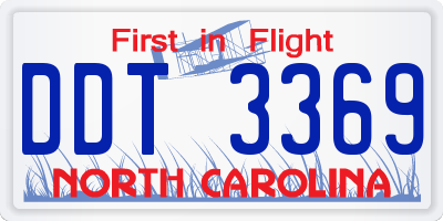 NC license plate DDT3369
