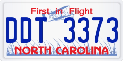 NC license plate DDT3373