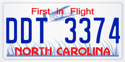 NC license plate DDT3374