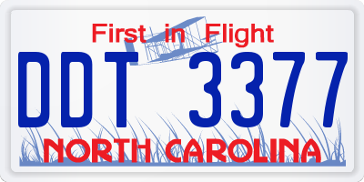NC license plate DDT3377