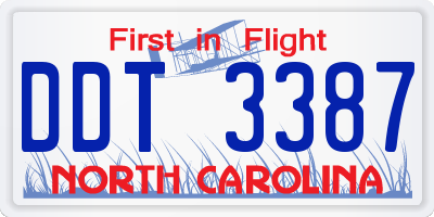 NC license plate DDT3387