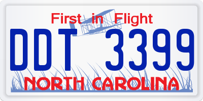 NC license plate DDT3399