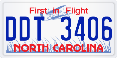 NC license plate DDT3406